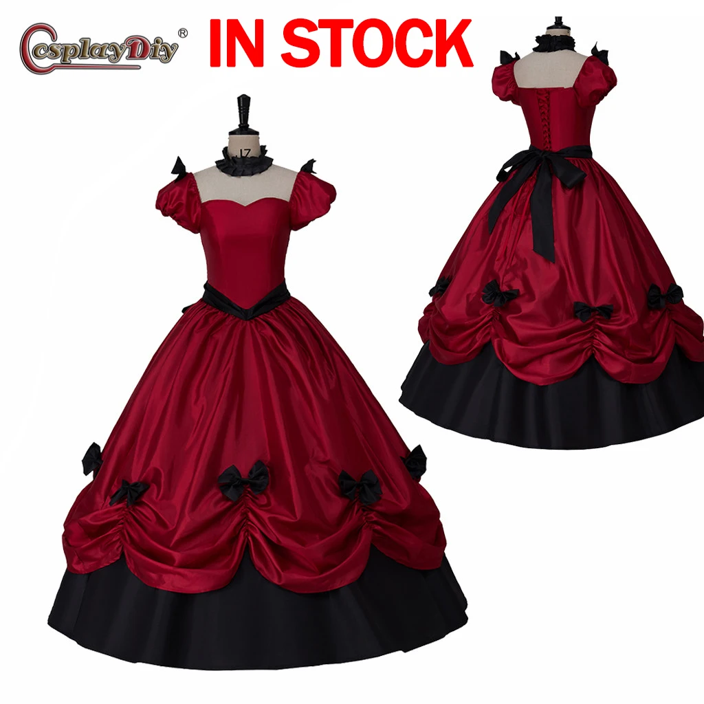 

Cosplaydiy Victorian Dress dickens dress ball gown Women Civil War Dress Vintage Costumes medieval Red Dress Evening Party Dress