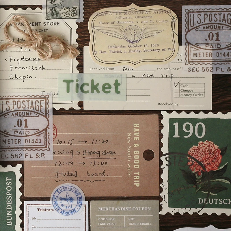 30 pcs/set Vintage Stickers Nostalgia Themes Washi Stickers Paper Flowers Retro Label Decals For Scrapbooking Diary