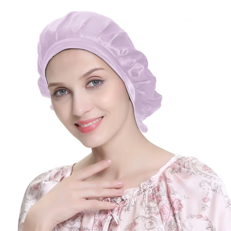 Pure Silk Hair Bonnets For Women Sleeping Cap Luxury Natual Silk Sleep Cap  Night Bonnet Caps Hair Protection Turban Head Wraps