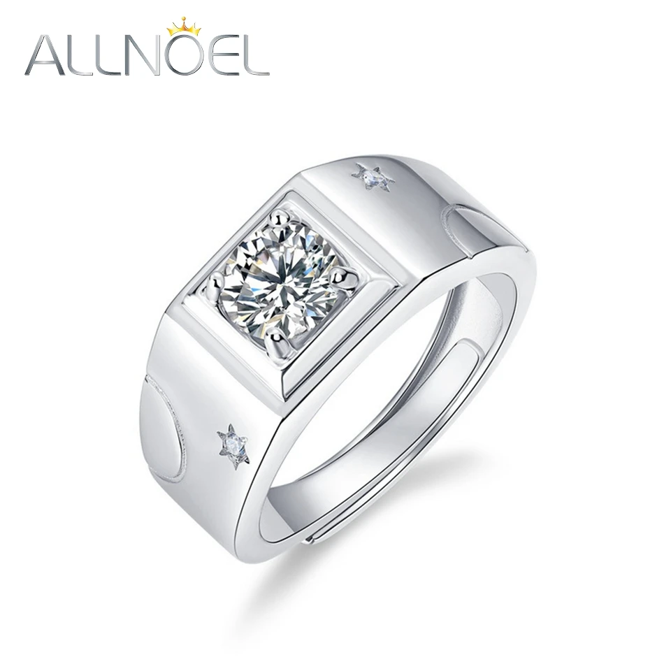 

ALLNOEL Original 925 Sterling Silver Rings for Women 1CT Moissanite Diamonds Wedding Band Engagement Ring Fine Jewelry Resizable