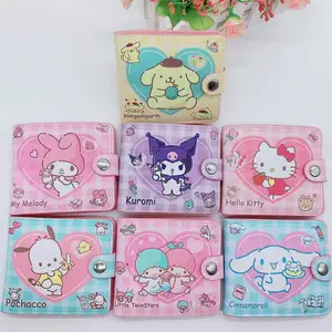 Новинка, Женский кошелек Sanrio из искусственной кожи с рисунками из мультфильмов Hello Kitty Kulomi Melody Cinnamoroll, портативные держатели для ID-карт, кошелек для монет, милые подарки для девочек