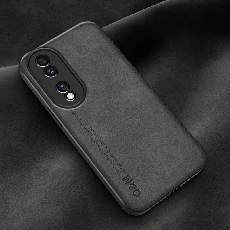 Sophisticated Suede Leather Shockproof Phone Case with Built-in Magnet