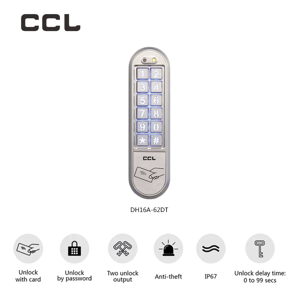 CCL RFID Standalone Access Control IP67 Waterproof Metal Keypad Mifare Card Reader Door Lock Opener Controler Watchdog Timer