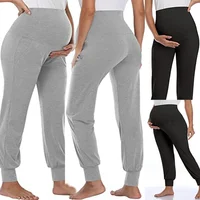 Spring Maternity Women's Casual Pants Premama Solid High Waist Strechy Lounge Trousers For Pregnant Women Joggers With Pockets 1