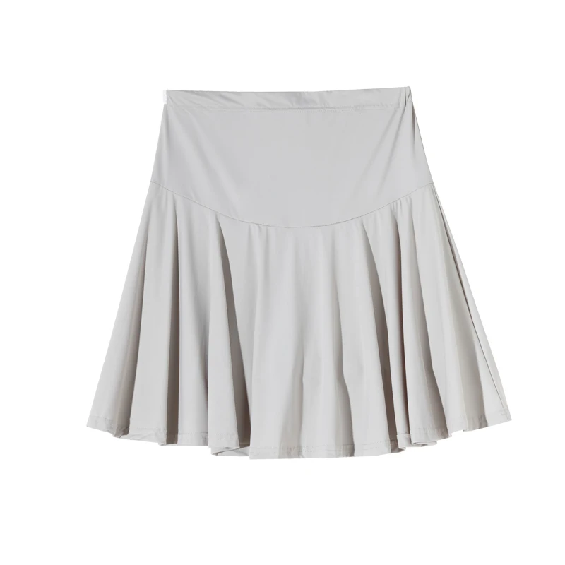 Summer Maternity Belly Skirts Solid Color Ice Silk Stretched Pregnant Woman Pleated Sport Skirt with Lining Short Skorts