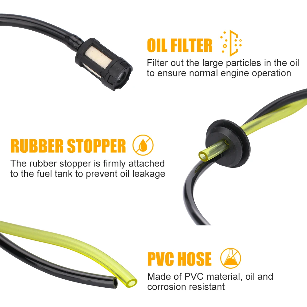 Universal Fuel Line Hose & Primer Bulb Kit - For Small Engines, Lawn Mowers, Tools