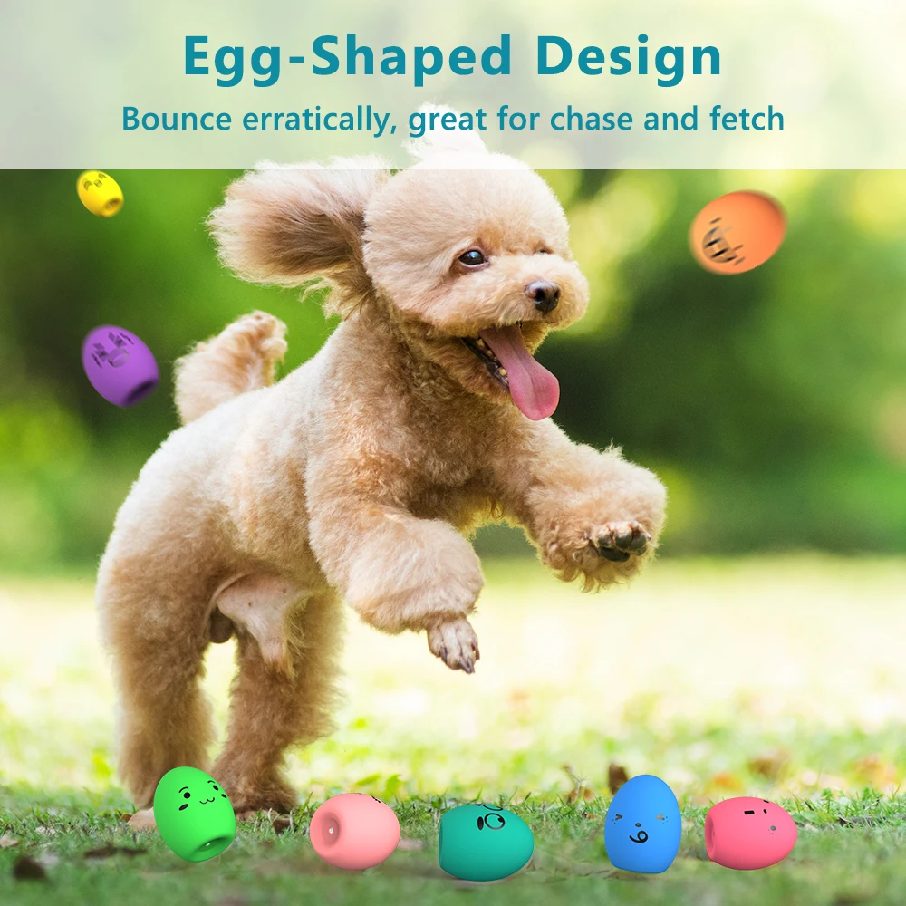 SCGK bouncy egg Dog Toys Funny Ball Squeaky Latex Bouncy Egg with Squeaker for Puppy Small Pet Dogs Soft Rubber Sound 5