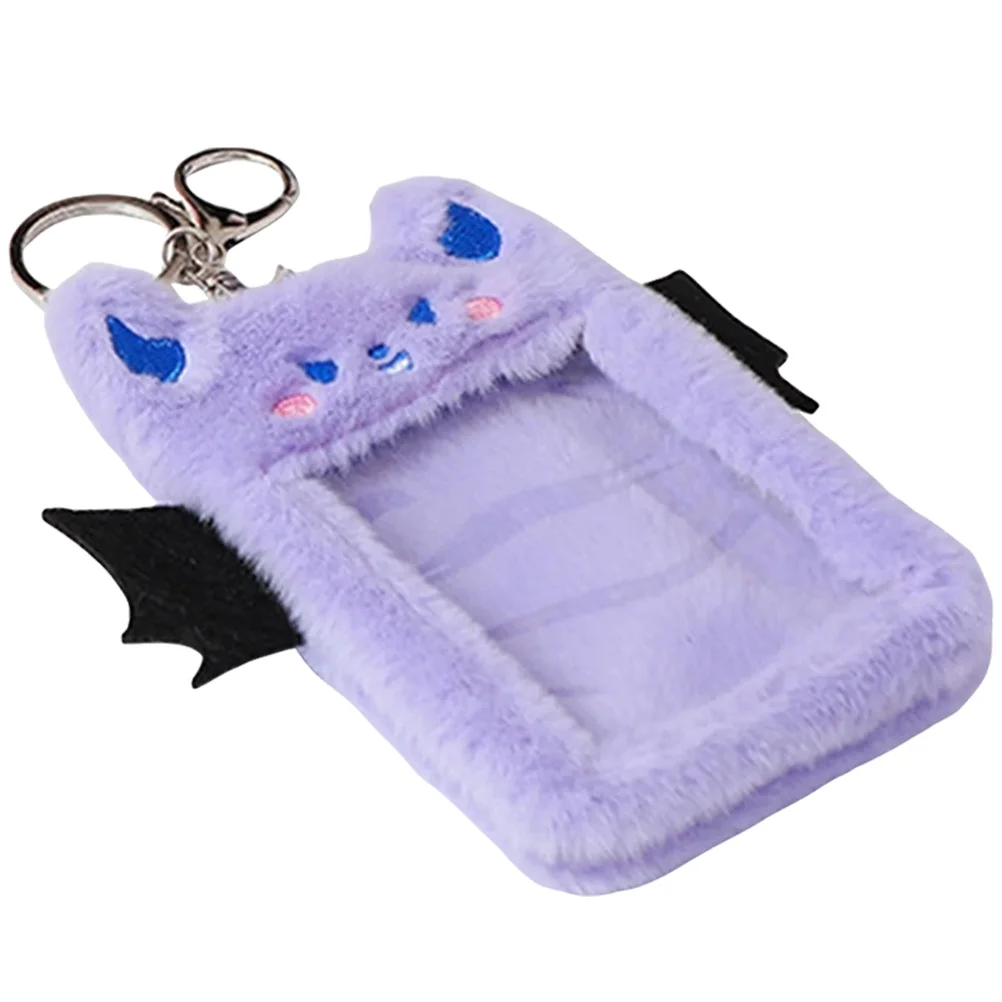 

Plush Card Holder Id Badge Postcard Sleeve Reusable Keychain Holders Clip Protector Fob