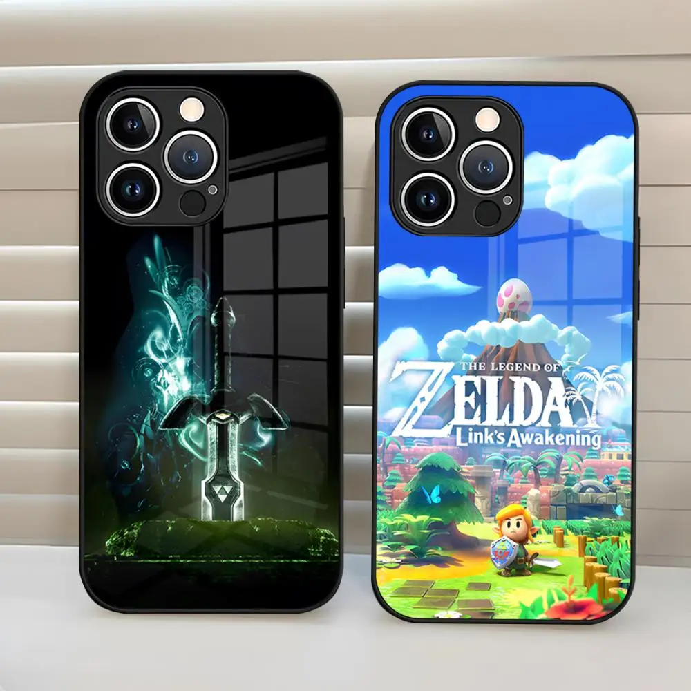 Game L-Legends Of The Z-Zeldas Phone Case Tempered Glass Back Cover For Iphone 15 Pro Max 14 Pro 12 11 13 Mini X Xr Xs 8 7 Plus Se