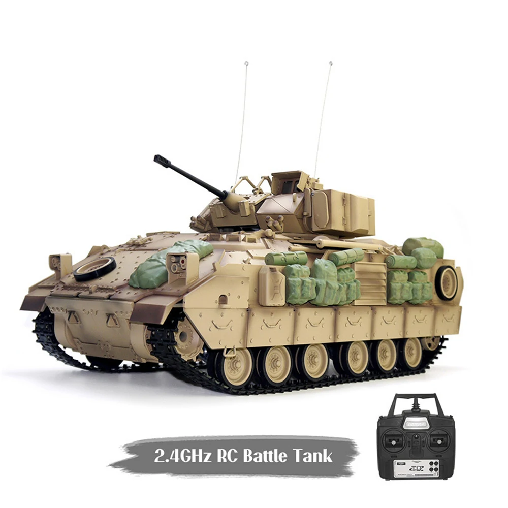 COOLBANK Model Bladeli M2A2 1/16 2.4G RC Main Battle Tank Smoke Sound Recoil Shooting LED Light Simulated Vehicles Models RTR Toys