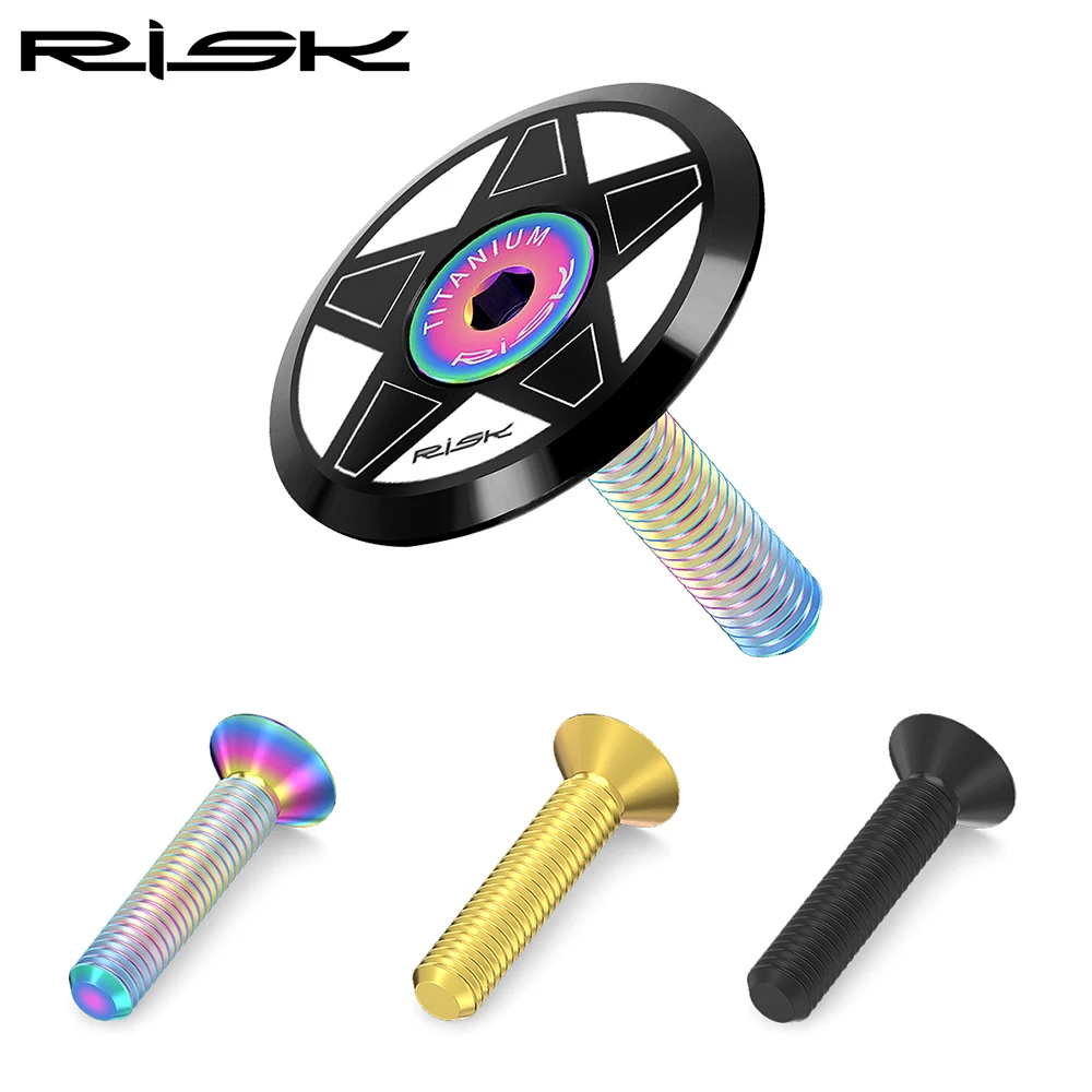 RISK Titanium Bolts M6 x 30 35 40 50mm, Allen Key for MTB Road Bike Taper Head, Bicycle Headset Cap