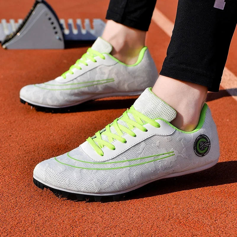 Running Spikes Men Track Spike Field Shoes Running Lace-up Soft Lightweight Racing Professional Match Jumping Footwears Training Sneakers Jump