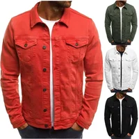 Men's Slim Fit Denim Jacket Casual Workwear Collared Multi-Pocket Autumn Winter Fashion Outerwear Chinese Brand AE Stock