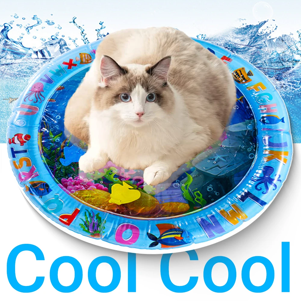 Cat Playing Water Mat Sensory Water Play Mat For Cat Pvc Ocean Fish Crawling Induction Cat Playing Water Mat Interactive Cat Toy - Image 2