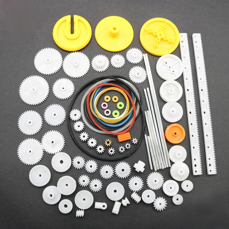 Motor Gear Transmission Gear 82PCS/Set Mixed Plastic Gear Bag Motor Gearbox small toy robot motor Transmission Gear 0.5 Mold DIY Handmade Toy Accessories