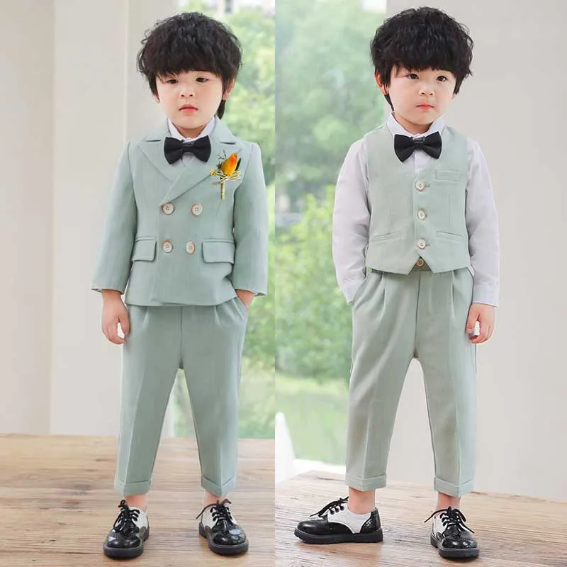 

School Boys Formal Ceremony Costume Children Slim Fit Photography Suit Kids Birthday Wedding Party Dress Performance Tuxedo Set