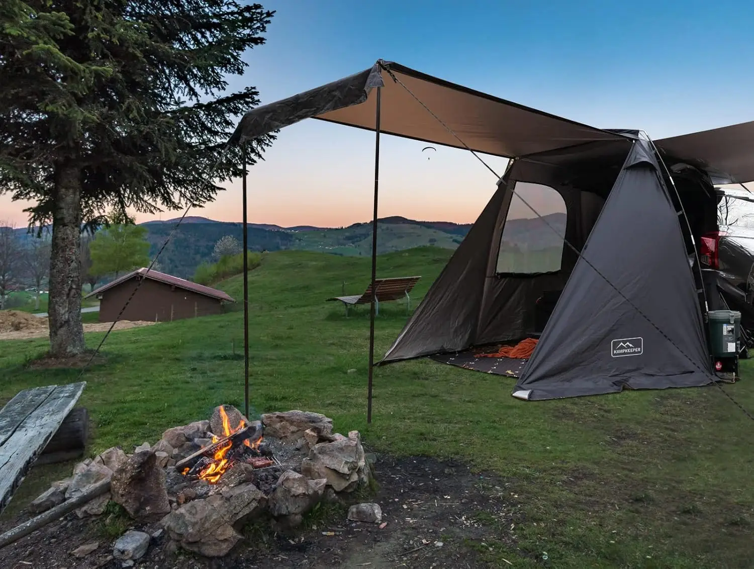 KAMPKEEPER SUV Car Tent, Tailgate Shade Awning Tent for Camping, Vehicle Camping Tents Outdoor Travel (Black)