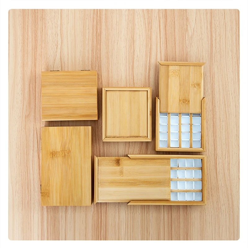 Paint Tray Color Palette Watercolor Palette 24 grid/36 grid watercolor paint box empty box bamboo wood wooden portable color painting art supplies