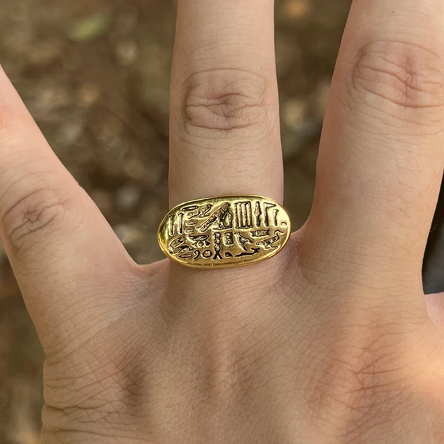 Kiváló Minőségű Ókori Egyiptomi Jelző Gyűrű Érme Állítható Méret - Image 5