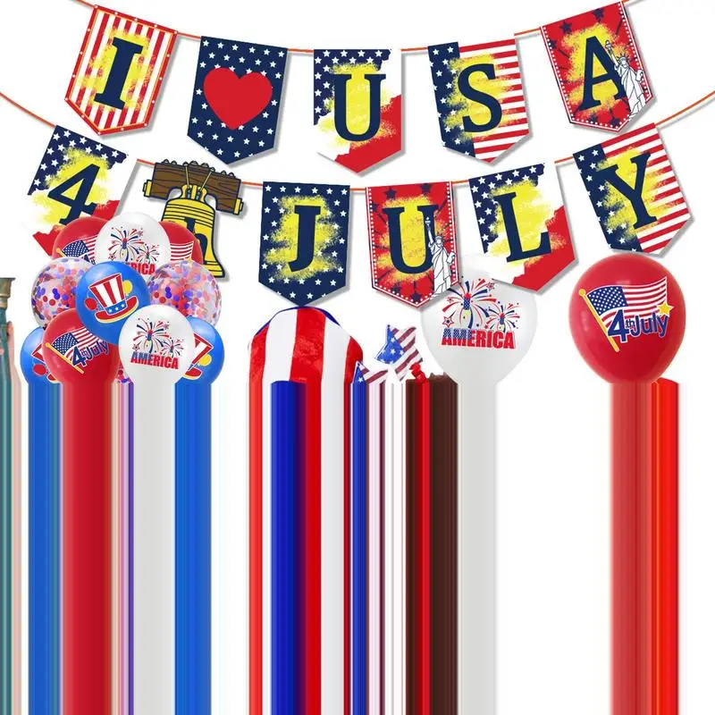 

American Flag Pennant Banner Balloons Patriotic Decorations Fourth Of July Decorations Red White And Blue Patriotic Decorations