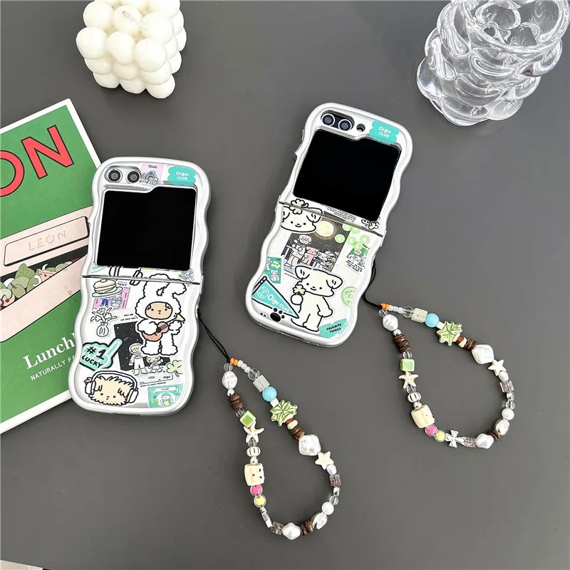 

New Cartoon Samsung ZFlip 5th Generation Folding Wave Soft Case Suitable for Galaxy ZFlip 3rd/4th Generation Phone Case
