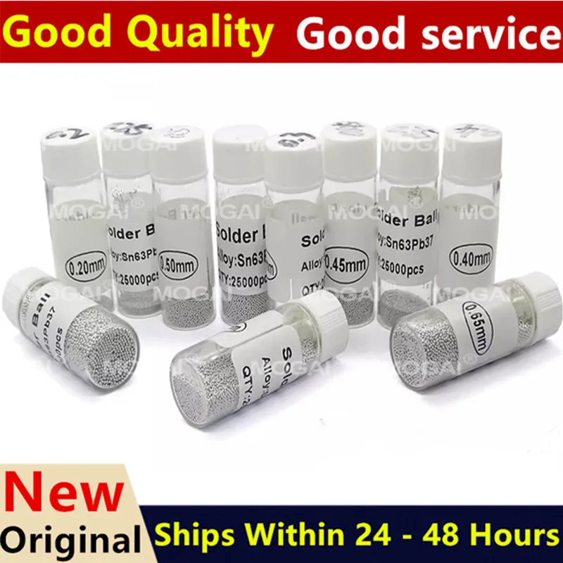 1 bouteille de boules de reballage (0.2 0.25 0.3 0.35 0.4 0.45 0.5 0.55 0.6 0.65 0.76) boule de soudure de plomb BGA outils de réparation de reprise de BGA au plomb