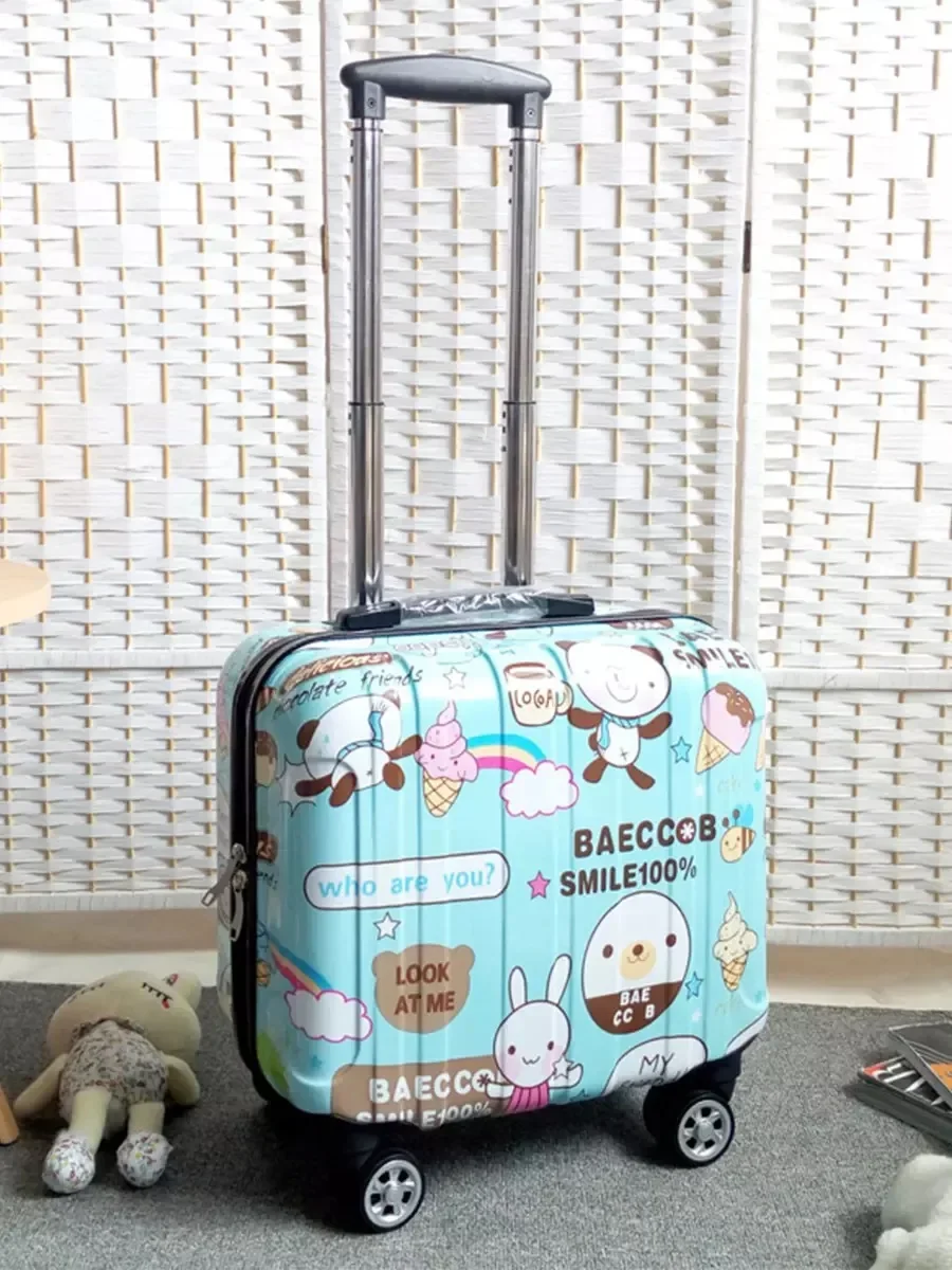 Cartoon kid's Luggage set children's Travel trolley suitcase on wheels girl's Cabin Rolling luggage 18" carry on suitcase bag