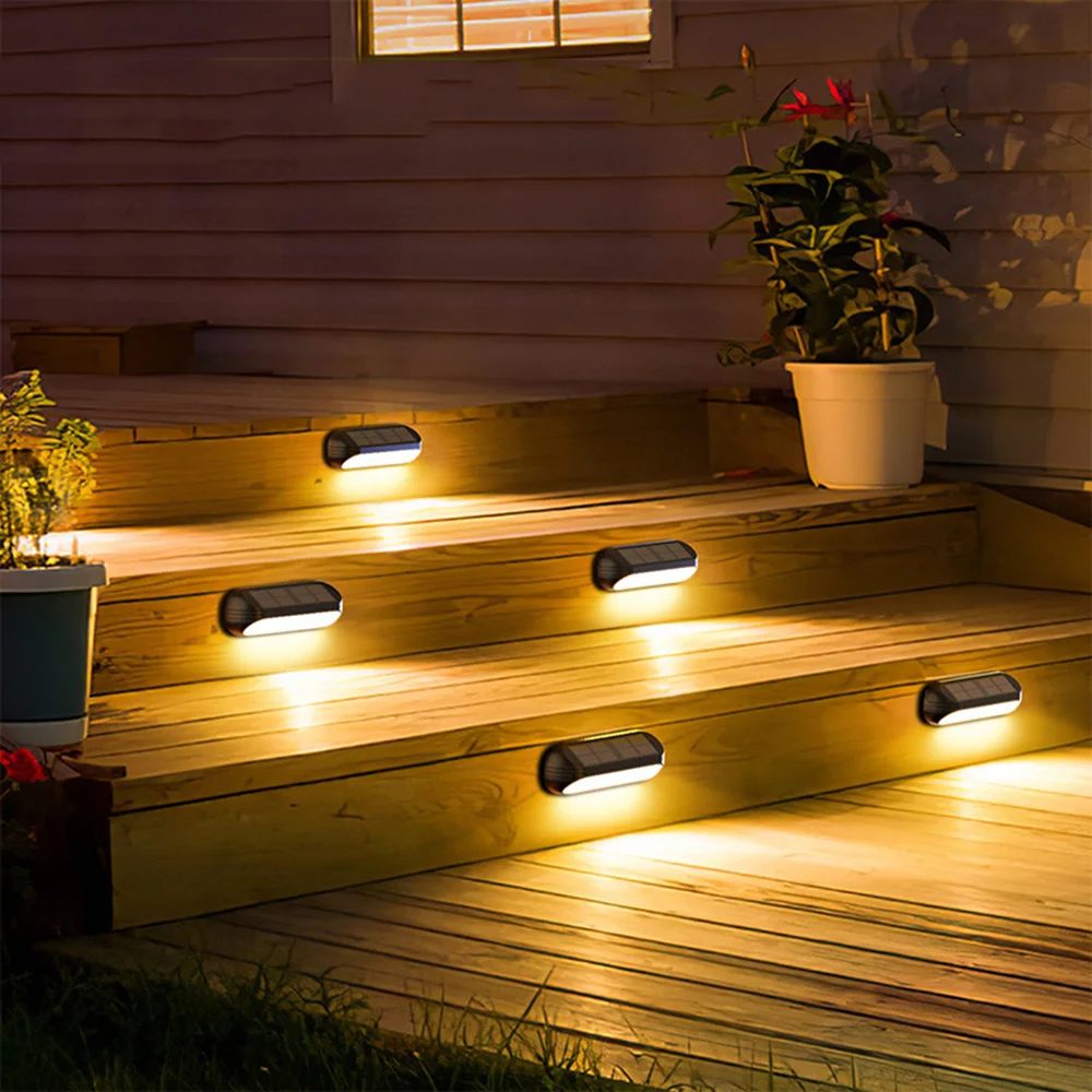 

LED Solar Deck Lights Outdoor Solar Step Light Waterproof RGB Fence Stairs Lamp Pathway Night Light for Yard Garden Decortion