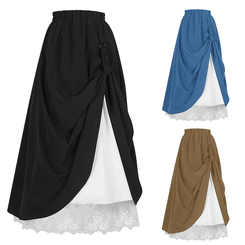 

18th Women Skirt Marie Antoinette Cosplay Costume Medieval Historical Victorian Renaissance Double High-waisted Vintage Dress