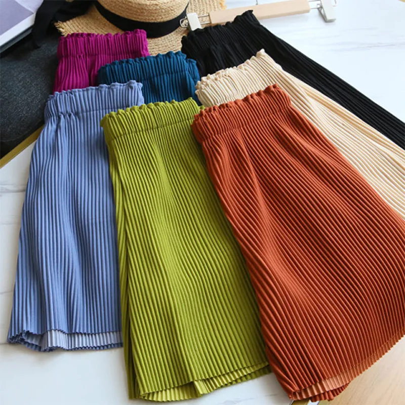 outfits for women Folds Chiffon High Waist Shorts Woman Comfortable Elasticity Streetwear Casual Loose Summer Ice Silk Shorts Women's Clothing trendy clothes