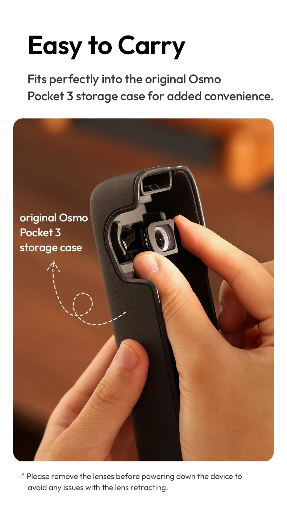 Ulanzi F35 Pocket 3 Magnetic 1.5X Telephoto Lens Wide-Angle Lens for  Osmo Pocke