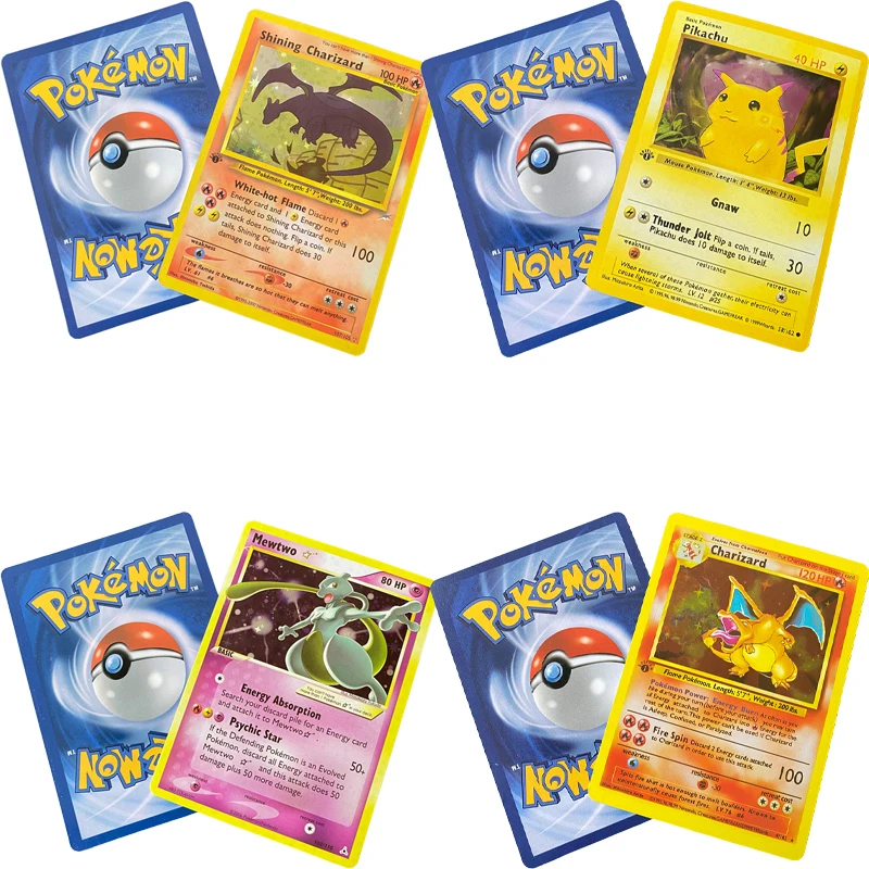 Kawaii Cartoon Anime Pokemon Charizard Pikachu Flash Card 1996 English Series Gif Cute Kids Giocattolo Da Collezione