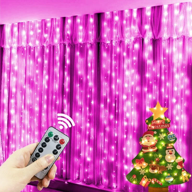 

3M 4M 6M LED Garland Curtain Lights Remote Control 8 Modes USB Fairy Lights String Wedding Christmas Decor for Home Bedroom Lamp