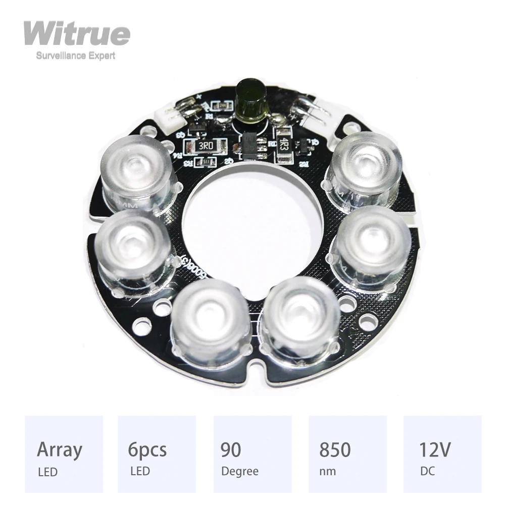 6pcs Array LED IR Leds Infrared Board for CCTV Cameras Night Vision (53mm diameter) infrared led board