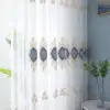 1PC European Style Velvet Window Screen High-end Embroidered Jacquard Translucent Curtain 2