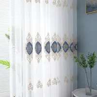 1PC European Style Velvet Window Screen High-end Embroidered Jacquard Translucent Curtain 2