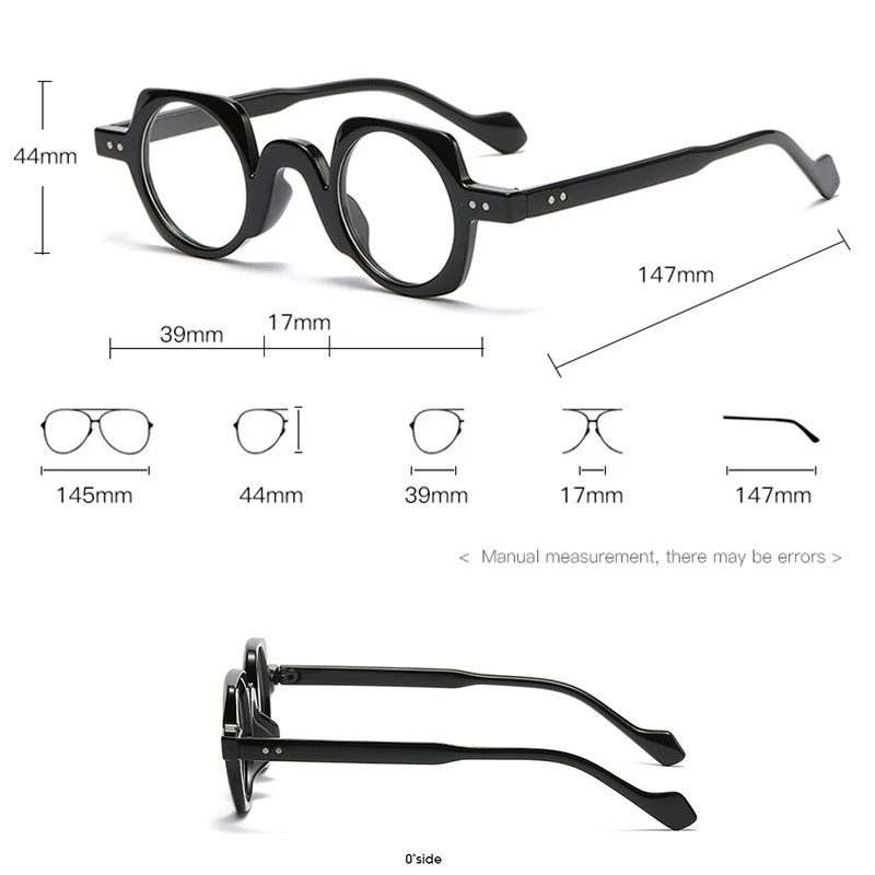 Retro Round Punk Glasses for Men Women Clear Lens Fashion Frame Vintage Hexagon Decoration