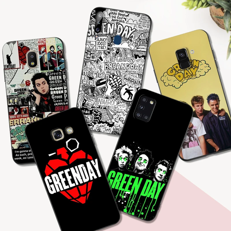Custodia In Tpu Nero Per Samsung Galaxy S6 S7 S8 S9 Plus Cover Posteriore Green Day Band Poster