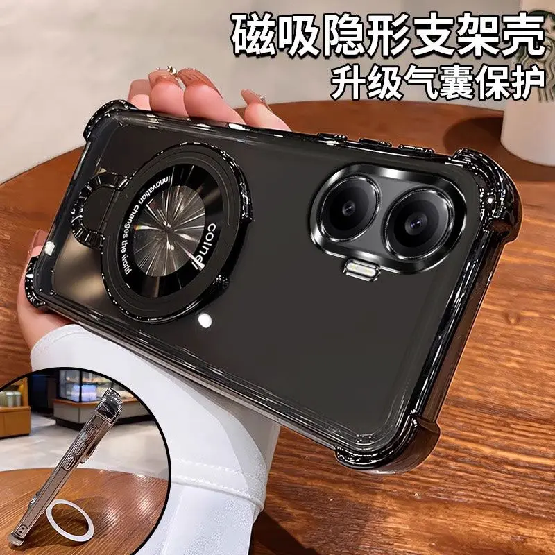 Luxury Airbag Electroplating Bracket TPU Shockproof Bumper Case Cover