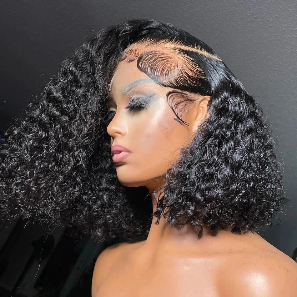 

Curly Bob Wig Lace Front Human Hair Wigs Deep Wave Lace Front Wig Brazilian Short Pre Plucked 13x4 Lace Frontal Wigs For Women