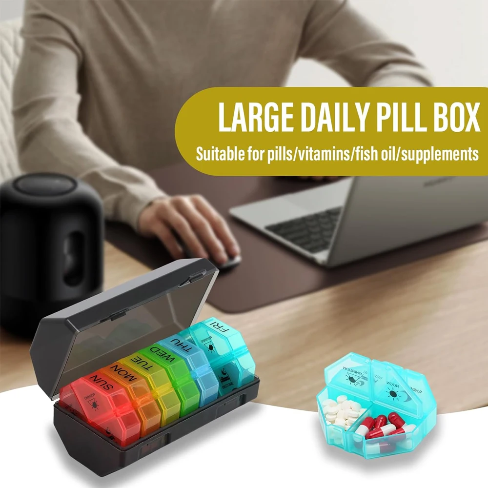 Premium Weekly Pill Organizer - 28-Compartment Daily Medicine and Vitamin Storage Box