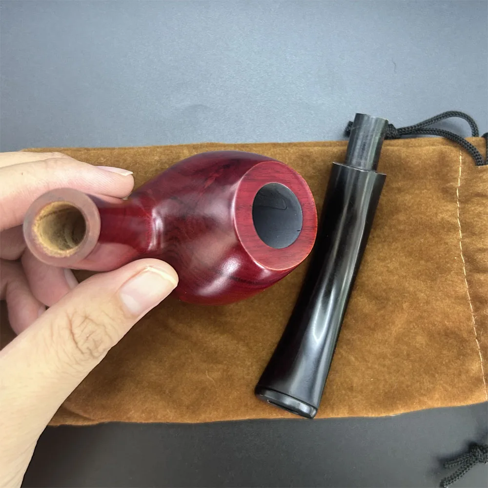 1pcs Red Sandalwood Wood Tobacco Smoking Pipe Wooden Classic Bent Pipes Smoking