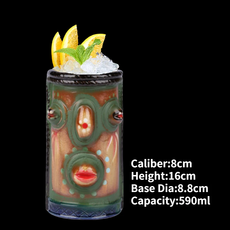 Hawaiian Ceramic Tiki Mug - Creative Cocktail Cup and Halloween Bar Gift