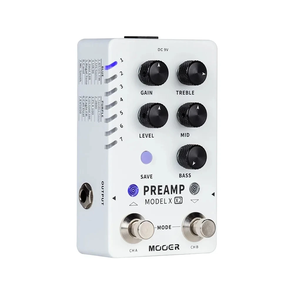 

MOOER PREAMP MODEL X X2 Preamp Pedal Digital Guitar Effects Pedal Dual Channels 14 Preset Slots Built-in 3 Cabinet Simulation