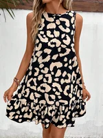 Women Summer Style Dress Lady Casual Sleeveless Leopard Printed Slim Mini A-line Dress - Image 4