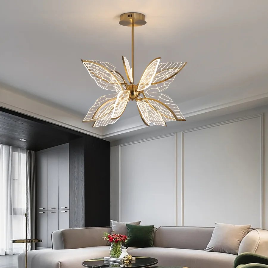 

Modern Butterfly LED Chandelier Luxury Art Design Gold Acrylic For Dining Room Bedroom Living Room Home Decor Free Shipping