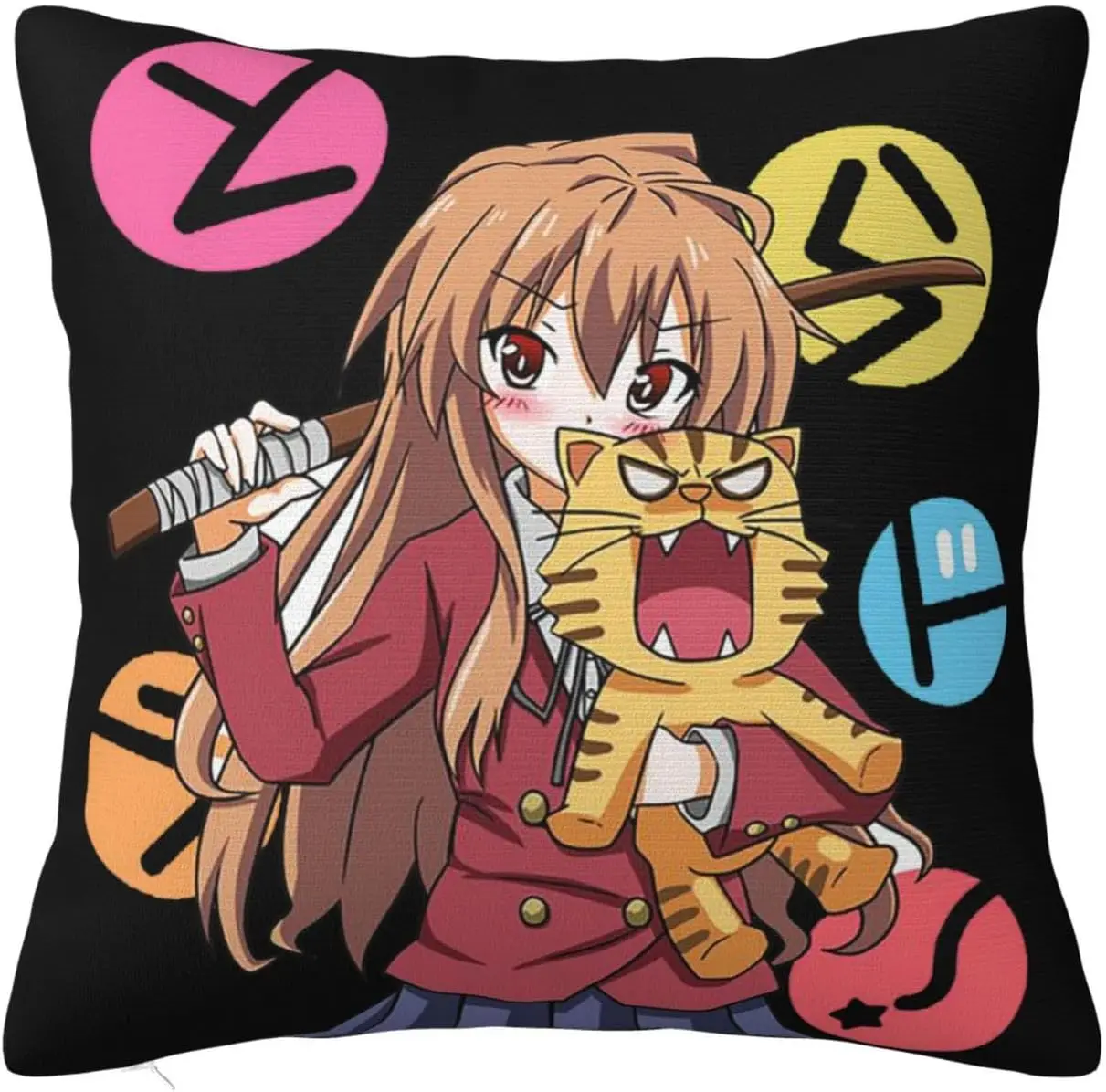 

Toradora! Throw Pillow Covers Pillowcases Square Anime Decorative Covers Cushion