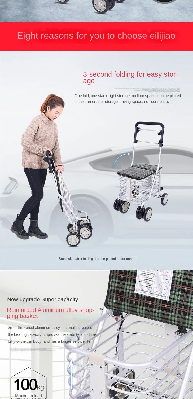 Elderly Handcart For Grocery Shopping Walking Assistance Elderly Shopping Cart Small Cart For Walking Assistance Folding 6 Elderly Handcart For Grocery Shopping Walking Assistance Elderly Shopping Cart Small Cart For Walking Assistance Folding 2