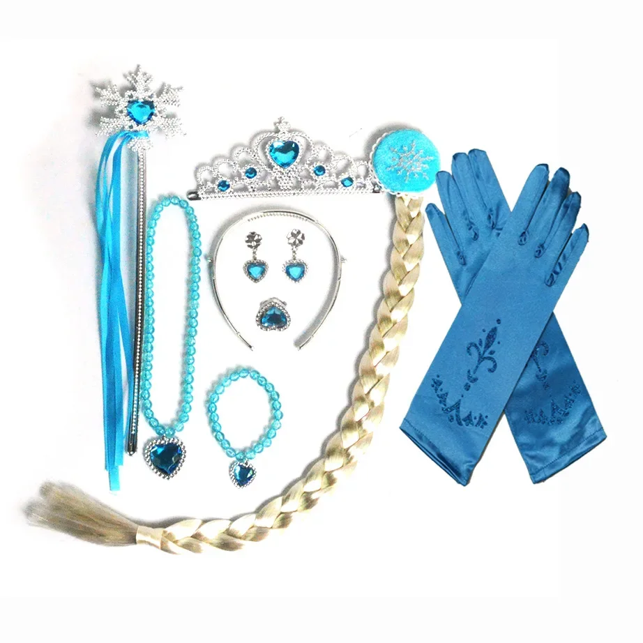 Hair Accessories Anime Cosplay Props Cosplay Necklace Anime Cosplay Wigs Frozen Anna Elsa Cosply Accessories Crown Magic Wand Necklace Wig Gloves Snow White Belle Cinderella Princess Role Play Supply