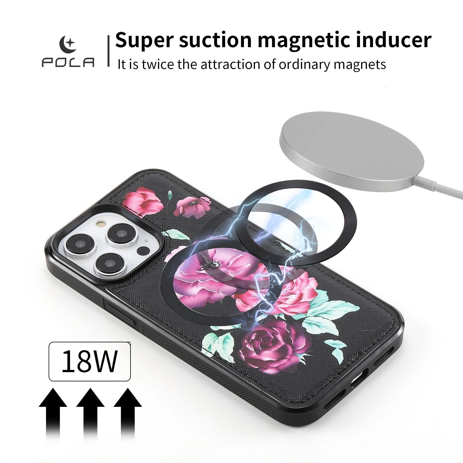 Zipper Detachable Magnetic Leather Wallet Case with MagSafe Charging Capability